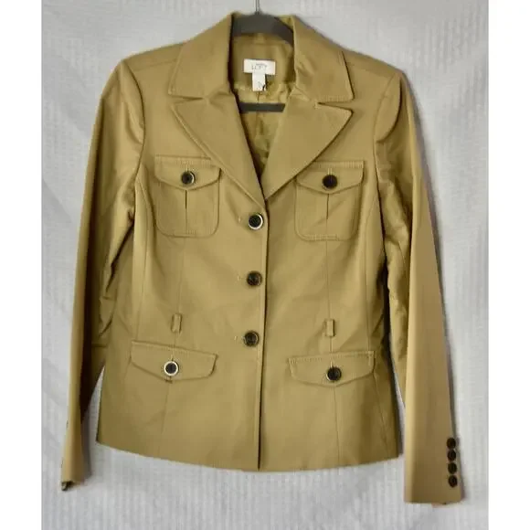 ANN TAYLOR LOFT Designer Khaki Equestrian Blazer Jacket Size 8 NEW!!! - Picture 2 of 6